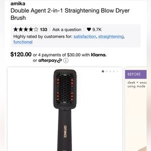 Amika Thermal Double Agent Blow Dryer Straightener Brush
